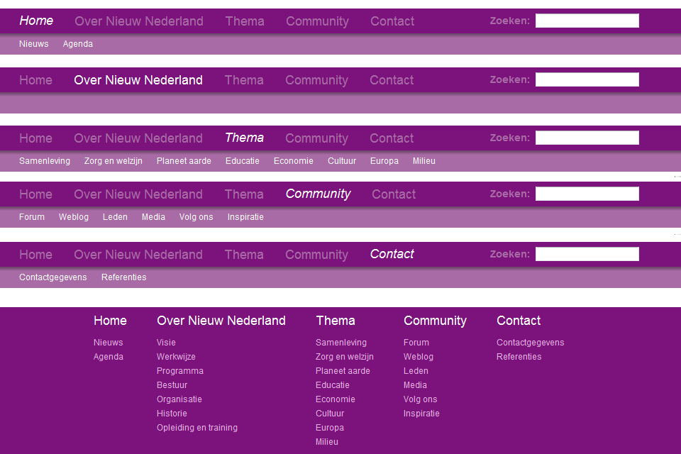 Nieuw Nederland 2010 Menu