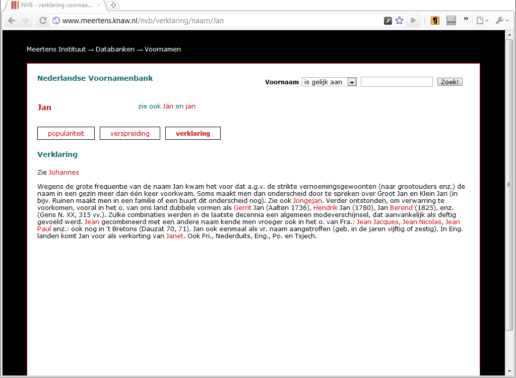 Dutch Given Names Database: Jan - explanation