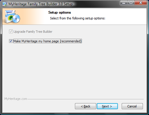 Family Tree Builder 3.0 Home Page Hijacking