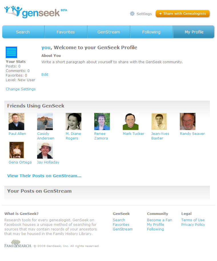 GenSeek on FaceBook MyProfile after a day