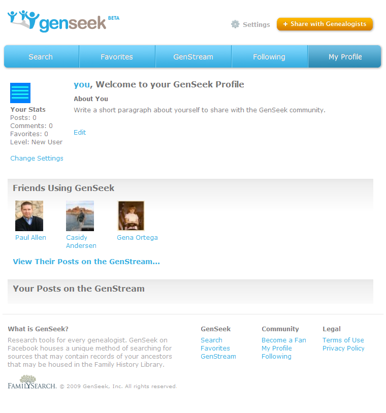 GenSeek on FaceBook My Profile