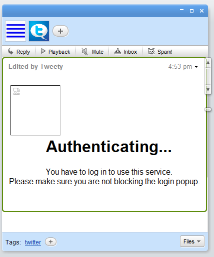 Google Wave: Tweety needs authentication