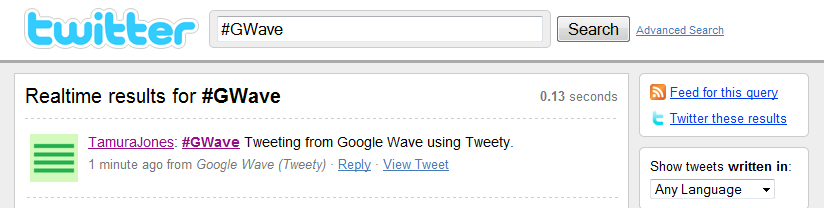 Google Wave Tweety on Twitter