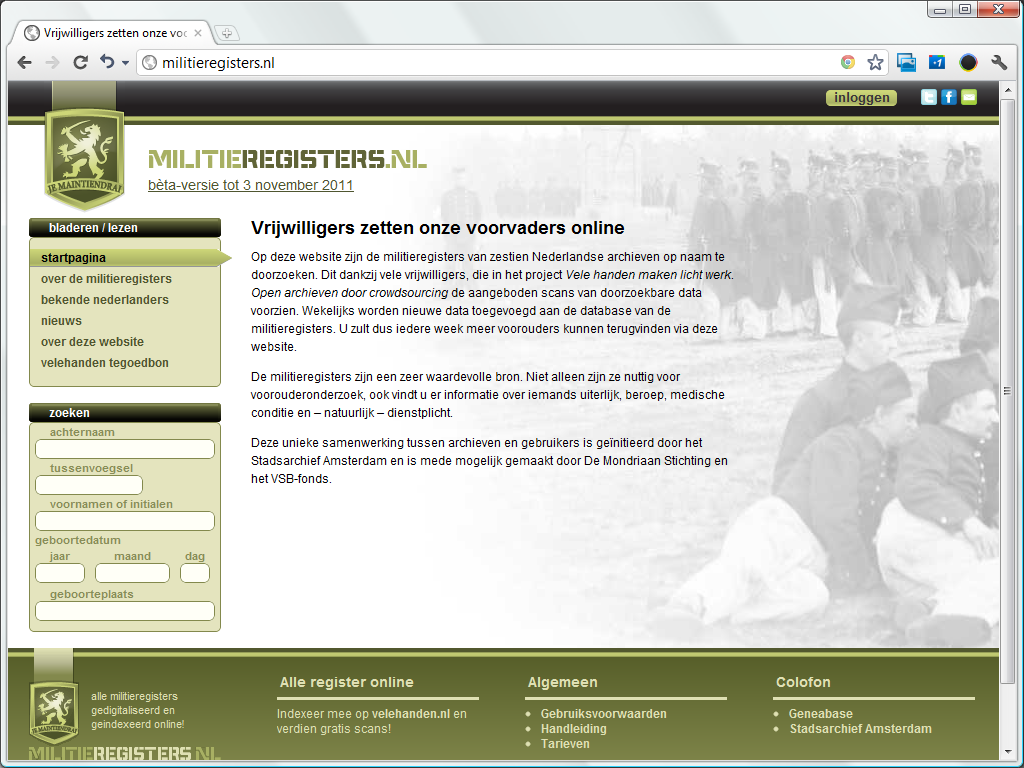MilitieRegisters.nl Home Page