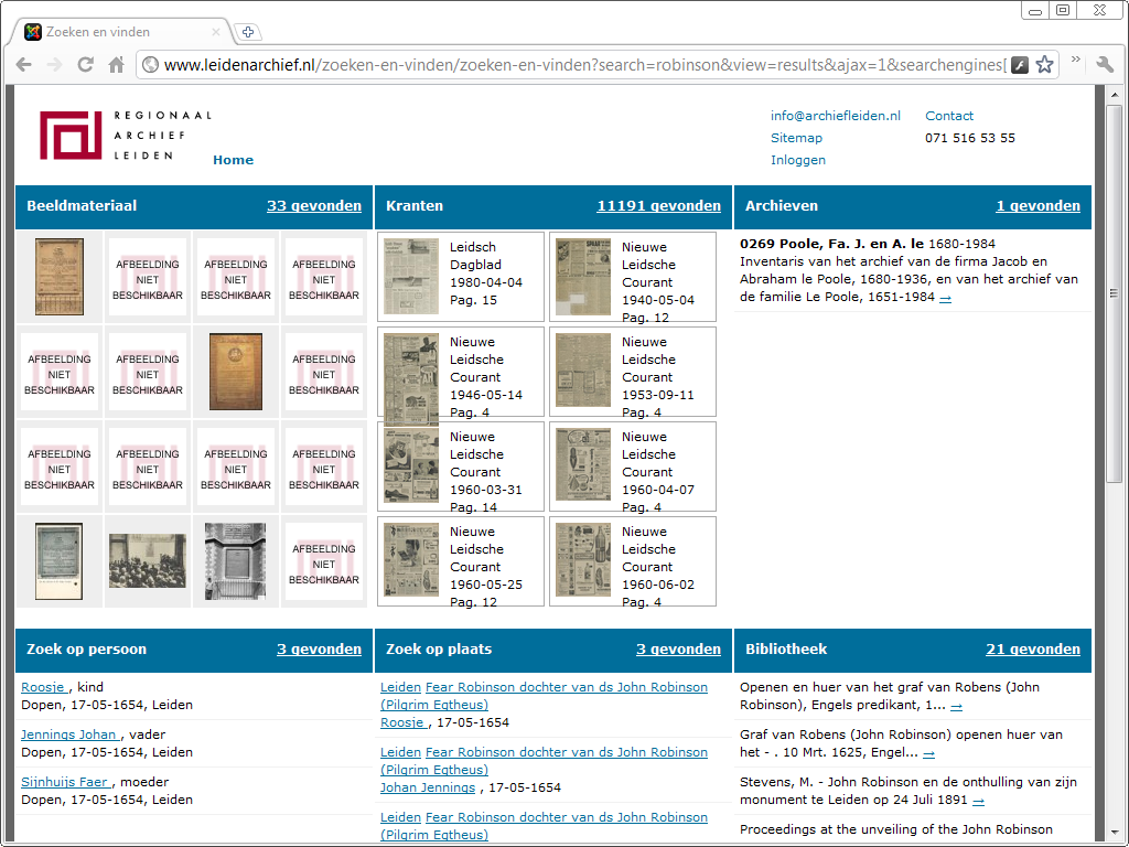 Regional Archive Leiden Unified Search: Robinson