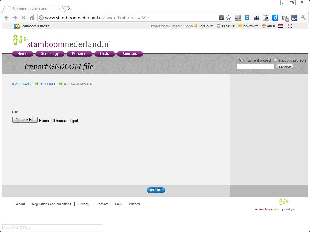 StamboomNederland Import GEDCOM File