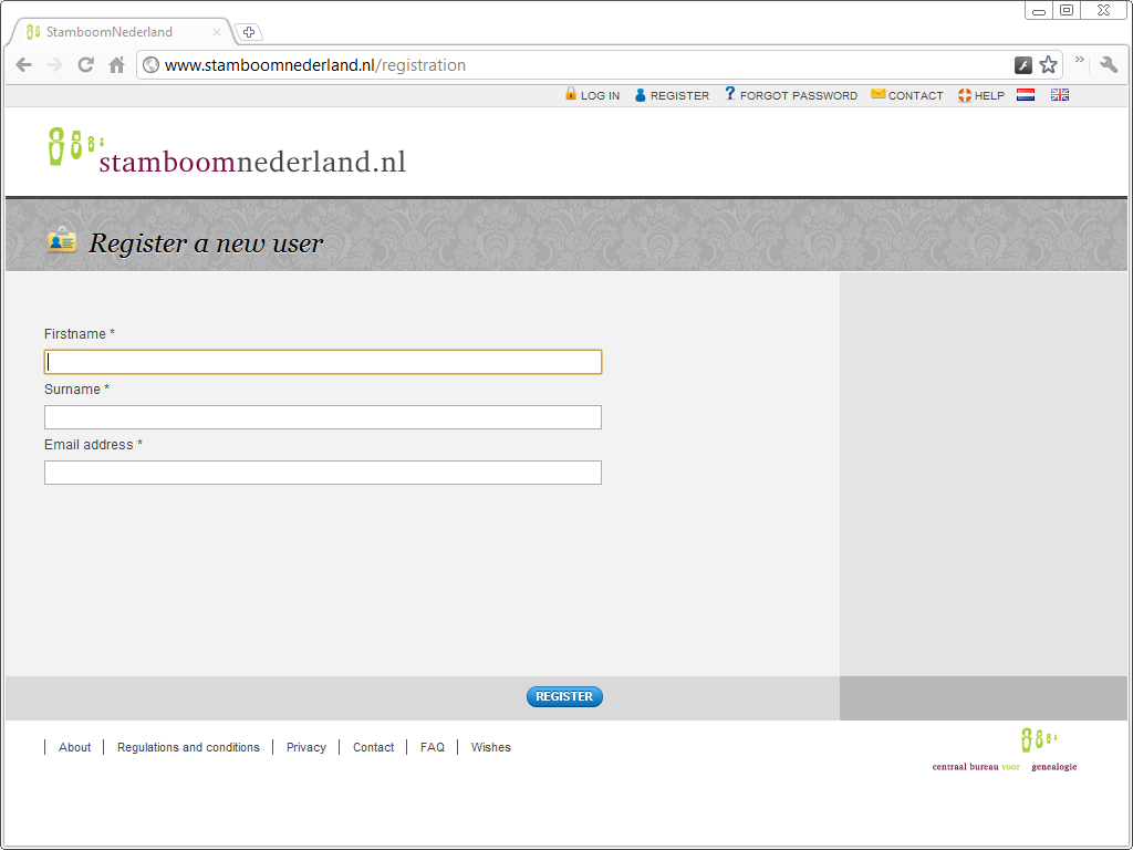 StamboomNederland: Register