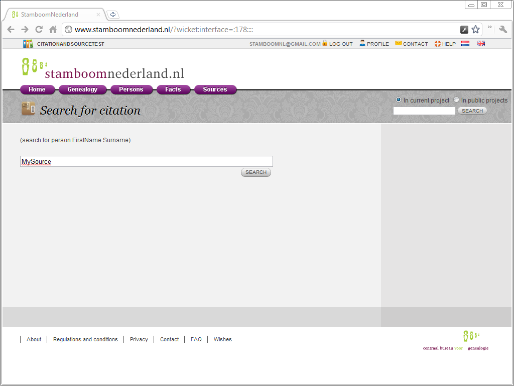 StamboomNederland: Search for Citation