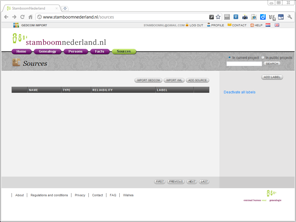 StamboomNederland Sources