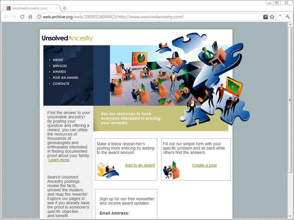 UnsolvedAncestry Home Page 2005