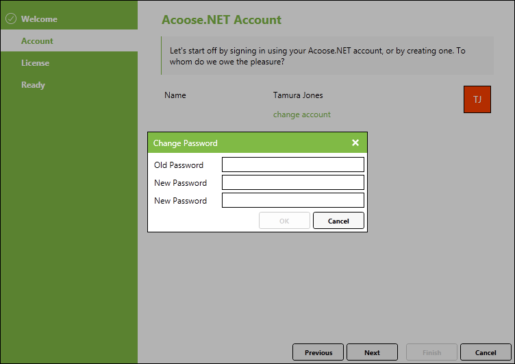 Centurial Welcome Wizard Change Password