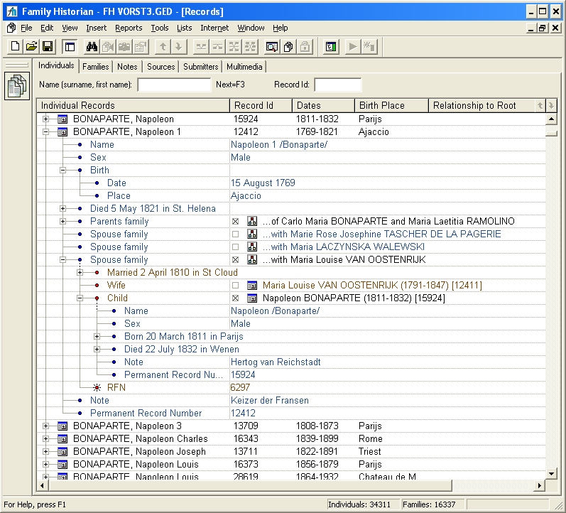 Family Historian Individual View