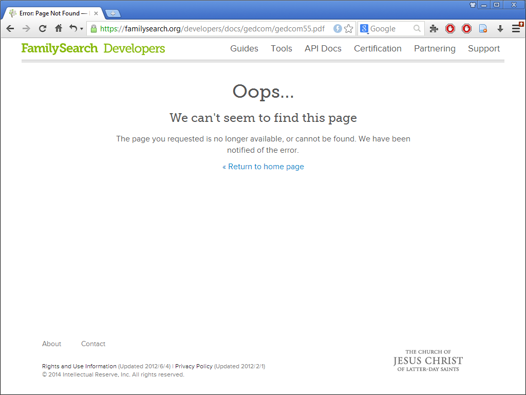 FamilySearch GEDCOM 5.5 gone