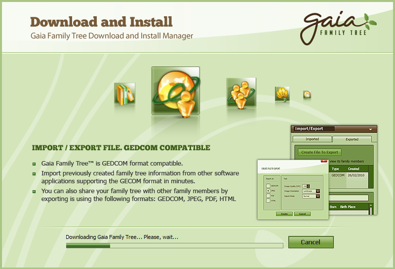 Gaia Family Tree Installer downloading