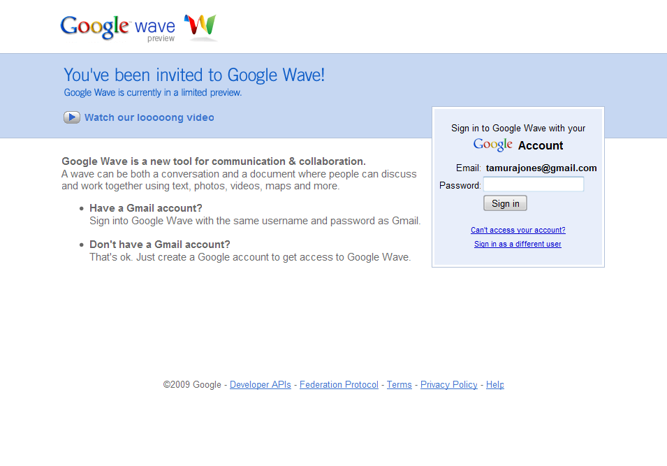 Google Wave You haven been invited