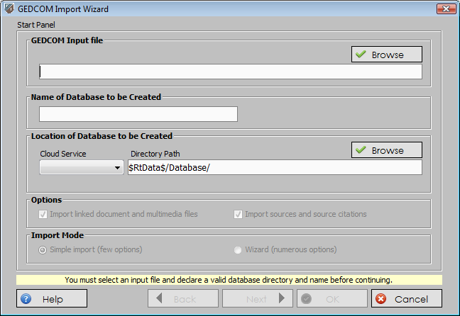 rootsTrust 1.0 GEDCOM Import wizard