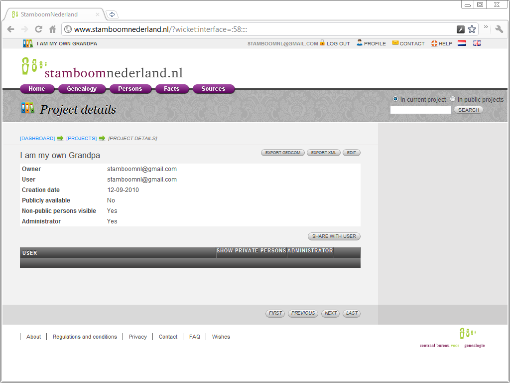 StamboomNederland export buttons
